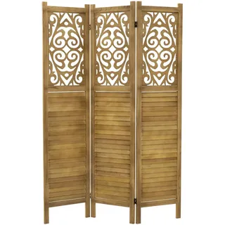 Ml-Design Paravent 3 teilig Tokio 170x121 cm Naturaus Holz , Braun , Paulownia , 121x170x2 cm , Wohnzimmer, Raumteiler, Paravents