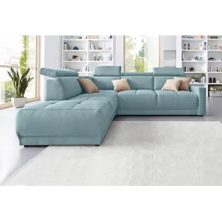 DOMO collection Ecksofa »Ava L-Form«, mit Ottomane, Federkern wahlweise mit Kopfteilverstellungen blau