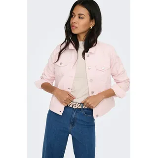 Jeansjacke ONLY "ONLTIA L/S COLORED JACKET PNT RP", Damen, Gr. 36, rosa (pale lila), Web, Obermaterial: 100% Baumwolle, unifarben, regular fit hüftlang, Jacken Jeansjacke, mit durchgehender Knopfleiste