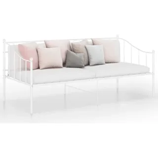 The Living Store Schlafsofa Bettgestell Weiß Metall 90x200 cm - Weiß