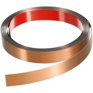 QUARKZMAN 5m x 20mm Zierleisten Selbstklebend, Wandleisten zum Aufkleben und Anbringen von Rahmen, Edelstahlleiste mit gebürstetem Finish für Wand, Decke, Böden, Schrank (Roségold)