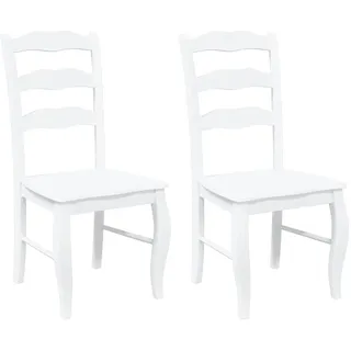 vidaXL Esszimmerstühle 2 Stk. Weiß Massivholz Gummibaum