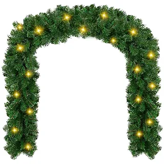 Jaxguom Weihnachtsgirlande mit Beleuchtung, 5m 100 LEDs Künstliche Tannengirlande Grün Innen Außen Weihnachtsdeko Weihnachten Deko für Treppe Wand, Warmweiß