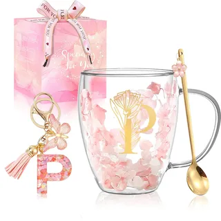 Geschenke für Frauen Latte Macchiato Gläser Geburtstagsgeschenk für Frauen Doppelwandige Kaffeegläser Personalisierte Weihnachten Valentinstag Muttertag Geschenk für Sie Freundin Kollegin Teegläser