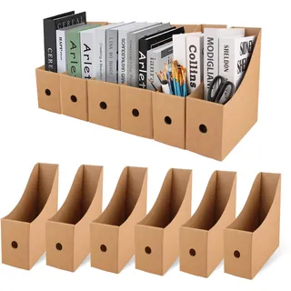 APACALI 12 Stück Stehsammler Pappe A4, Stehsammler Pappe, Zeitschriftensammler, Kartonständer Stehsammler A4 für Datei Ordner Schreibwaren Bürobedarf Organizer