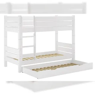 Erst-Holz Etagenbett Kiefer 90 x 200 cm massiv weiß