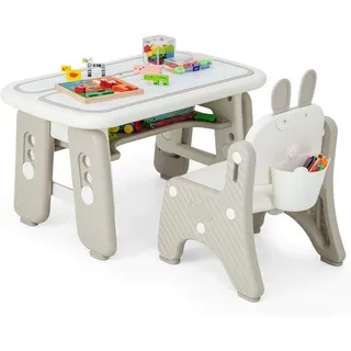 Costway Kindertisch mit Stuhl grau(2-tlg) , Grau , Kunststoff , 80x40x50 cm , Babymöbel & Kindermöbel, Kinderzimmer & Jugendzimmer, Kindersitzgruppe