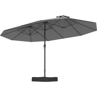 COSTWAY Doppelsonnenschirm UPF 50+ mit Ständer 443x263cm, Sonnenschirm mit Kurbel, Gartenschirm Terrassenschirm Marktschirm Groß XXL Anthrazit - Grau