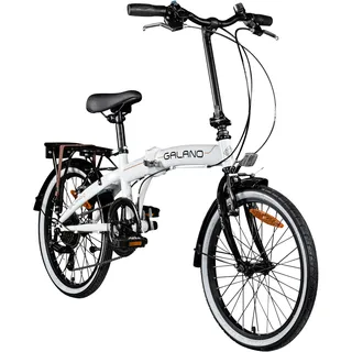 Retro Klapprad 20Zoll Galano Metropolis Faltrad 6 Gang Camping Klappfahrrad weiß