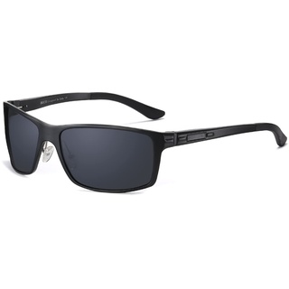 DUCO Sonnenbrille Polarisiert Herren Metallrahmen Männer Sportbrille Ultraleichte Fahrerbrille Radsportbrillen UV400-Schutz DC9018 (Schwarz)