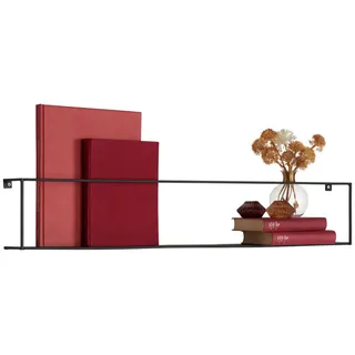 Landscape Wandregal , Schwarz , Metall , 100x16x8 cm , Bsci , in verschiedenen Größen erhältlich , Wohnzimmer, Regale, Wandregale