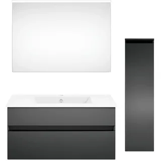 Puris Badezimmer , Grau, Dunkelgrau , Holzwerkstoff , 2 Schubladen , 122 cm , Goldenes M, Made in Germany , hängend , Badezimmer, Badmöbelsets & Badmöbelserien, Badmöbel-Sets