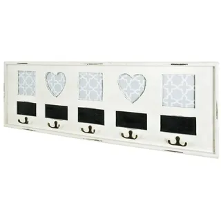 HAKU Wandgarderobe antikweiß, Massivholz, MDF - Maße: B 77 x H 26 x T 3 cm, Style: Industrial