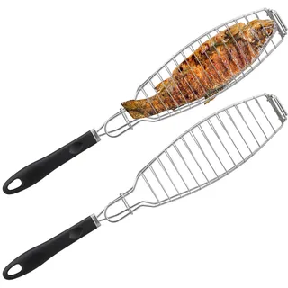 Relaxdays Fischhalter 58 cm Edelstahl Silber
