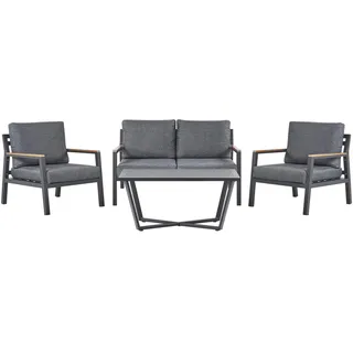 Beliani Lounge-Set 4-sitzer Aluminium Schwarz Delia , Metall , Gartenmöbel, Gartengarnituren, Gartenmöbel-Sets