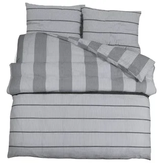 vidaXL Bettwäsche-Set Grau 240x220 cm Baumwolle - Grau