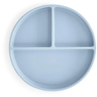 mushie Kinder Teller Geteilte mit Rutschfestes Saugnapf | Silikon geschirr für Baby & Kleinkinder | BPA-frei | Spülmaschinenfest | Sichere, Hochwertige & Langlebige Erstausstattung | Powder Blue