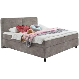 Hom`in Boxspringbett , Hellgrau , Textil , H2 + H3 , Höhe ca. 19 cm , 160x200 cm , gepolstertes Kopfteil, Federkernmatratze, Stoffauswahl, Topper durchgehend, in verschiedenen Größen erhältlich, Matratze in verschiedenen Härtegraden erhältlich, Matratzenauswahl, Topperauswahl, Kopfteilauswahl , Schlafzimmer, Betten, Boxspringbetten