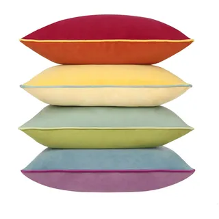 Btyrle Dekokissenbezüge, 40,6 x 40,6 cm, 4er-Set, weicher Samt, Moderne Regenbogen-Designs für Sofa, Schlafzimmer, Heimdekoration (Regenbogen-Serie mit Rand)