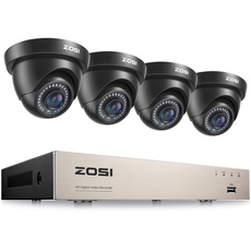 ZOSI Außen 1080P Video Überwachungssystem 8CH H.265+ 4in1 DVR mit 4 HD 1080P 2.0MP Dome Überwachungskamera Set, 24M IR Nachtsicht