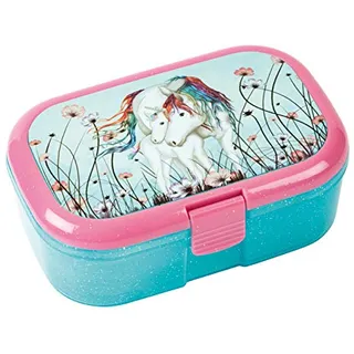 Glitzer-Lunchbox * LUNABELLE EINHORN mit FOHLEN * für Kinder von Lutz Mauder | 10655 | Perfekt für Unicorn Party | Vesperdose Brotzeitbox Brotzeit Schule Grundschule Einschulung