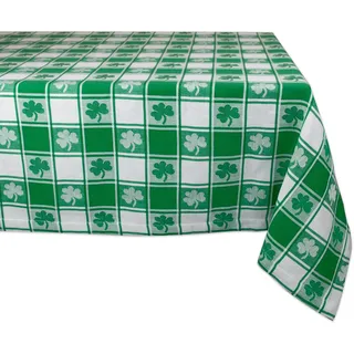 DII Tischdecke, 100% Baumwolle, maschinenwaschbar, Party, St. Patrick's Day & Spring Tischdecke, 152,4 x 213,4 cm, grün-weiß kariert mit Kleeblatt, für 6 8 Personen