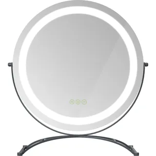 EMKE 360° drehbar Kosmetikspiegel mit LED Beleuchtung, Kaltweißes, neutrales und warmes Licht Hollywood Spiegel , Stand Schminkspiegel mit Smart-Touch, Einstellbare Helligkeit und Memory Funktion - Schwarz