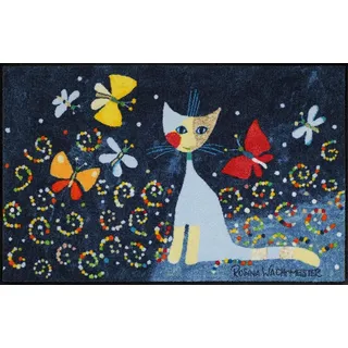 SALONLOEWE Rosina Wachtmeister Fußmatte waschbar Danza Delle farfalle 50x75 cm Haustür-Matte Fussabtreter Katzen bunt rutschfest