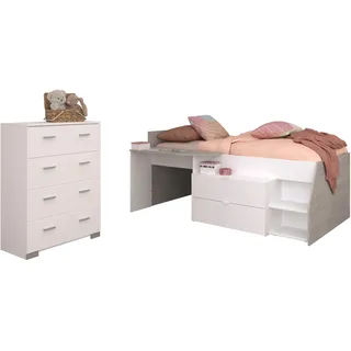 Parisot Halbhochbett Milky 90 x 200 cm Spanplatte weiß grau