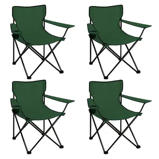 Coemo 4er-Set faltbarer Campingstuhl Faltstuhl mit Tragetasche in Grün - Grün