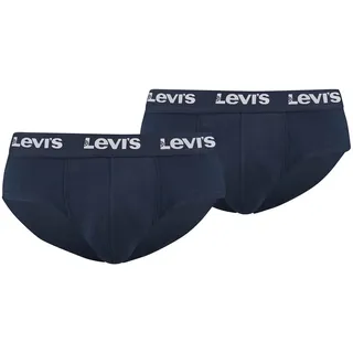 Slip LEVI'S "Slip Repeat Logo Brief 2P 2er Pack", Herren, Gr. L, blau (dunkelblau), Obermaterial: 95% Baumwolle CO. 5% Elasthan EL., Unterhosen Slip