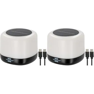 Brennenstuhl Akku Solar LED Outdoor Leuchte GL 400 AS (Campinglampe IP44 mit 400lm, bis zu 45h Leuchtdauer, 3 Schaltstufen, austauschbarer Akku 18650, Powerbank, USB C Ladekabel) (Packung mit 2)
