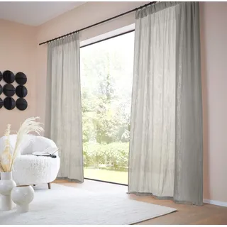 LeGer Home by Lena Gercke Gardine »Hevin, Musselin Vorhang, blickdichte Gardine« Multifunktionsband 1 Stk. tlg. natürliche, moderne Gardine in schönem Musselin Look, grau
