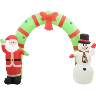 Aufblasbarer Weihnachtsmann und Schneemann Deko Bogen LED 223cm