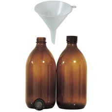 2 x braune Medizinflasche 500 ml Enghalsflasche mit Schraubverschluss made in Germany & BPA-frei - inkl. Einfülltrichter