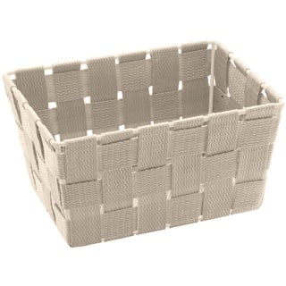 Wenko Badkorb Mod. Adria, kleiner Aufbewahrungskorb in Trend- Design, ideal für Haushalt, Küche und Bad, hochwertiges Kunststoffgeflecht mit Metallstangen für extra Stabilität, 19 x 9 x 14 cm, Beige