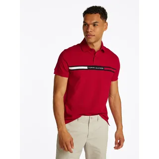 Tommy Hilfiger Herren, Poloshirt Kurzarm Chest Insert regular fit, Mehrfarbig medium Red), L,