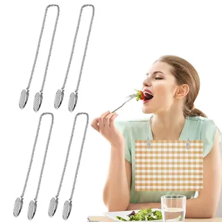 Serviettenkette 4pcs, Metall Serviettenhalter Kette Silber Serviettenkette mit Clips für Männer Frauen Tische Abendessen Zubehör