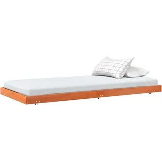vidaXL Bettrahmen Mit Rad Wachsbraun 70 x 190 cm Massives Kiefernholz - Braun