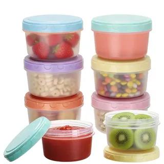 VINATO 6Pcs Kleine Dosen Mit Deckel Plastik, Frischhaltedosen Mit Deckel, 300ml (ca. 10 OZ) Mini Gefrierdosen Klein BPA-frei, Luftdicht & Stapelbar Für Sauces, Gewürze & Snacks