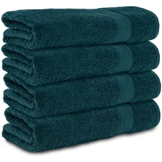 Komfortec 4er Handtücher Set 50x100 cm aus 100% Baumwolle | Frottee, Weich und Saugstark, Ideal für Bad und Gäste, Petrol