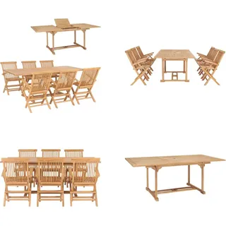 vidaXL 7 tlg. Garten Essgruppe 150 200 x 100 x 75 cm Massivholz Teak - Gartenmöbel-Set - Gartenmöbel-Sets - Gartentisch Und Stühle - Gartentische Und Stühle - Braun