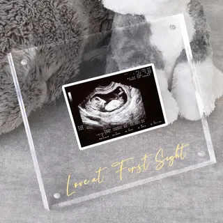 DEYIXUN Acryl-Bilderrahmen mit Ultraschall-Bilderrahmen, heller Fotorahmen, Sonogramm Liebe auf den ersten Blick, Baby-Andenken, Baby-Ankündigung, Geburtsinformationen, erwartet Mütter, die Eltern zu