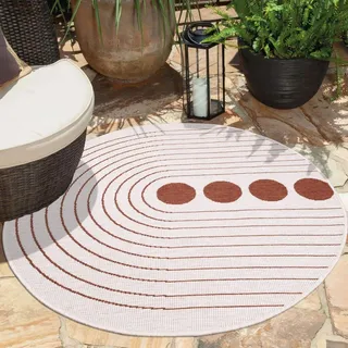 Carpet City Outdoorteppich »DUO RUG 5739«, rund, 5 mm Höhe, Wendeteppich Wetterfest In- & Outdoor, Balkon, Terrasse, Wohnzimmer Carpet City Rot Ø 120 cm   1 St.