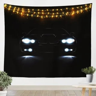 Loussiesd Rennwagen Wandbehang für Kinder Jungen Mädchen Extremsport Wandteppich 148x200cm Cool Modern Wandtuch Auto Thema Tapisserie Dekor Speed Sportwagen