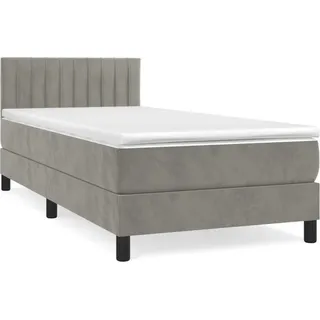 vidaXL Boxspringbett mit Matratze Hellgrau 90x200 cm Samt - Grau