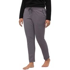 Ulla Popken Damen Loungewear, schmales Bein, Elastikbund, Rollkante Hose, anthrazit, 50-52