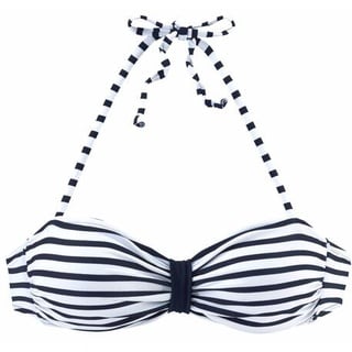 VENICE BEACH Bandeau-Bikini-Top Damen weiß-marine-gestreift Gr.34 Cup A/B