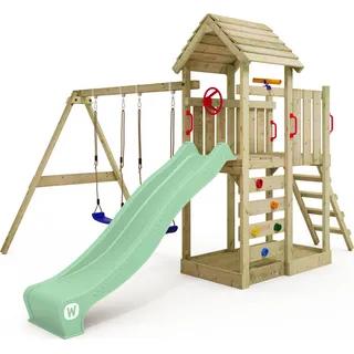 Spielturm Wickey MultiFlyer mit Holzdach und Schaukel in Hellgrün - Grün