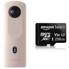 Ricoh Imaging Theta SC2 - BEIGE Kompaktkameras BEIGE & Amazon Basics - MicroSDXC, 256 GB, mit SD-Adapter, A2, U3, lesegeschwindigkeit von bis zu 100 Mbit/s, Schwarz